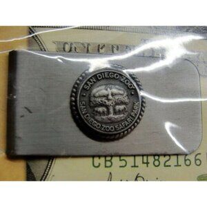 San Diego Zoo Safari Park Money Clip Stainless Steel Silver Tone NIP